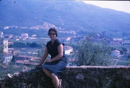 My Mother with her Tuscan hometown in the background