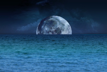 Blue Moon and Sea - Copyright © of Marina Kanavaki